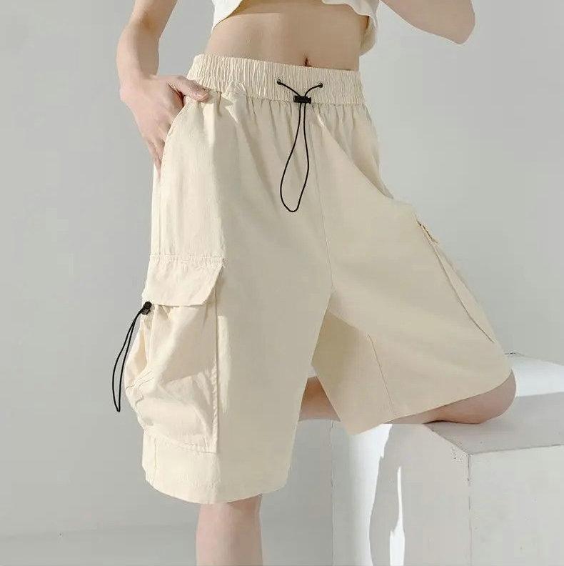 2024 New Cargo Women's Summer Shorts Casual Solid Color Girls Bermuda Shorts Knee Length Pants With Pockets