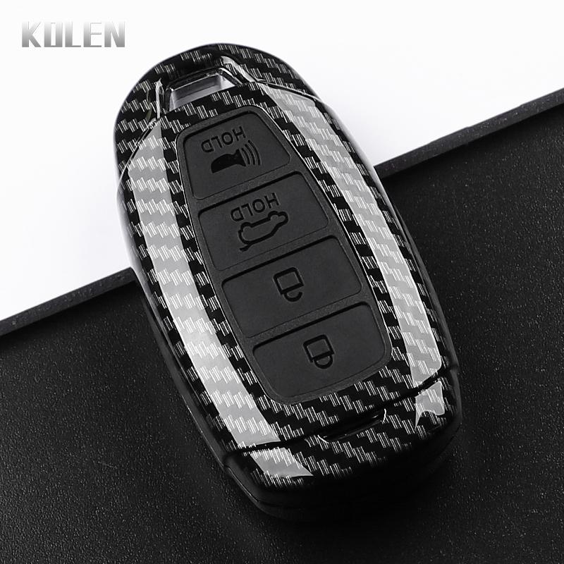 Abs Carbon Fiber Style Car Key Case Cover Hyundai Elantra Grandeur Accent Solaris Sonata Palisade Kona Creta I20 I30 Ix35 Ix25