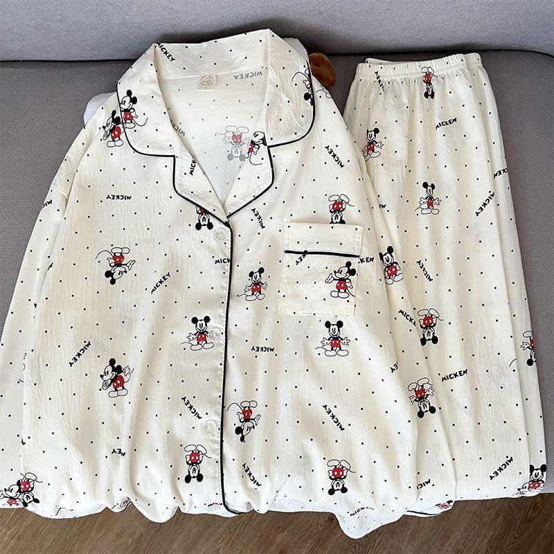 Cloud Cotton Cartoon Pajama Set: Long Sleeve Cardigan and Pants for Women