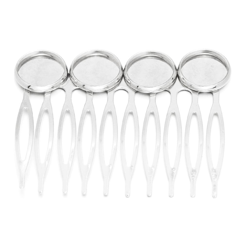 5-10pcs/lot 4/10 Teeth Metal Hair Comb Clips Hairpin Base Setting Round Cabochon Cameo For Jewelry Making DIY Hair Acessories
