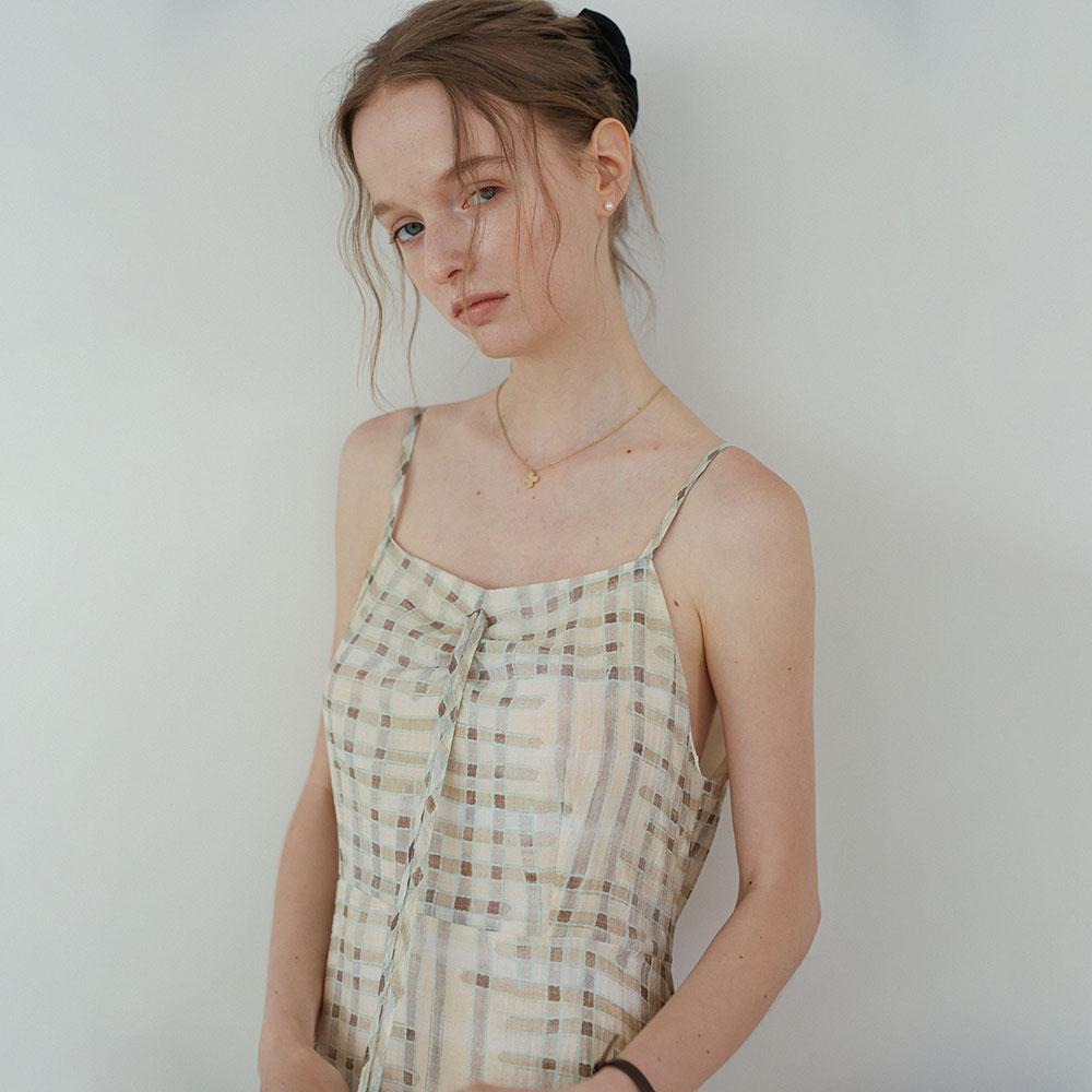 Deondeulob Dd_Lace Hem Check Cami Dress_Ivory