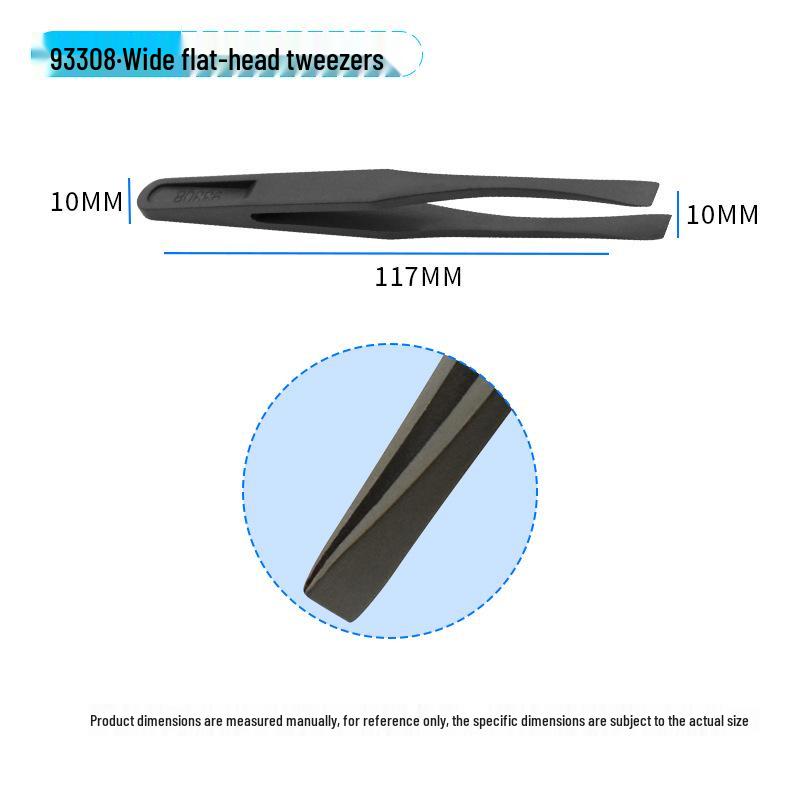 Plastic Anti-Static Tweezers Set: Pointed, Flat, Round, Black & White - Model 93303