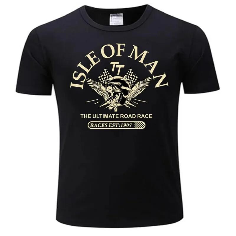 

Men Cotton Tshirt Isle of Man TT Races The Ultimate Road Race EST1907 Skull Helm Unisex T-Shirt XXXXL