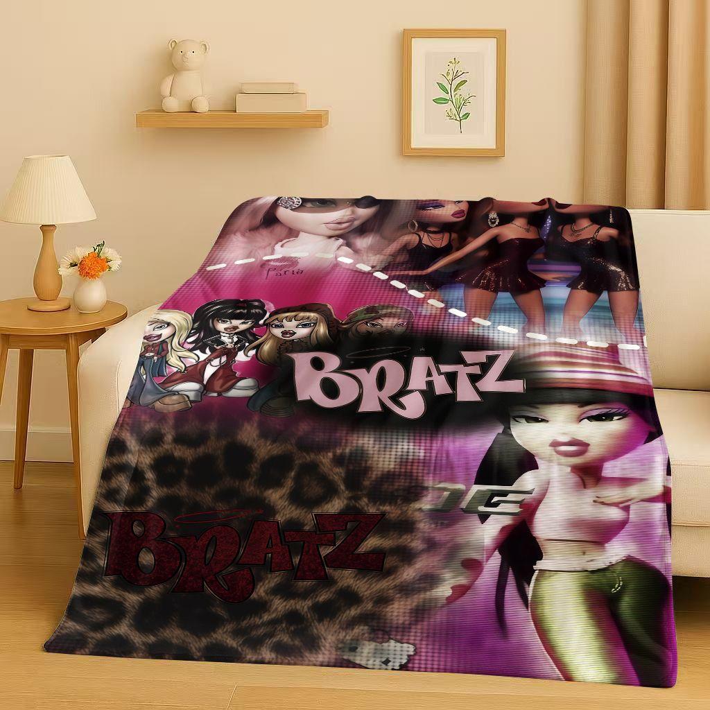 3D Cartoon Bratz Doll Girl Flannel Blanket,Ultra Soft Warm Plush Throw for Home Bedroom Bed Sofa Cover Office Gift Kids Picnic