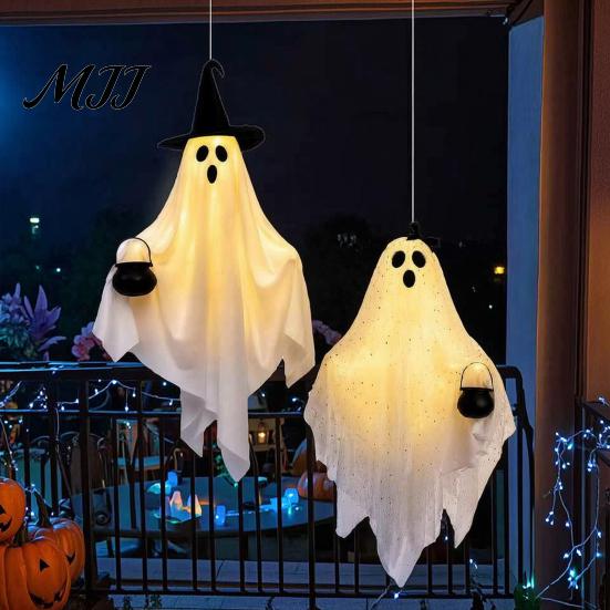 Decorative Ghost for Covered Porch Halloween Hanging Light, Couple Lamp with Witch Hats Decor, Figures Patio Reusable Seasonal Props Front Door
