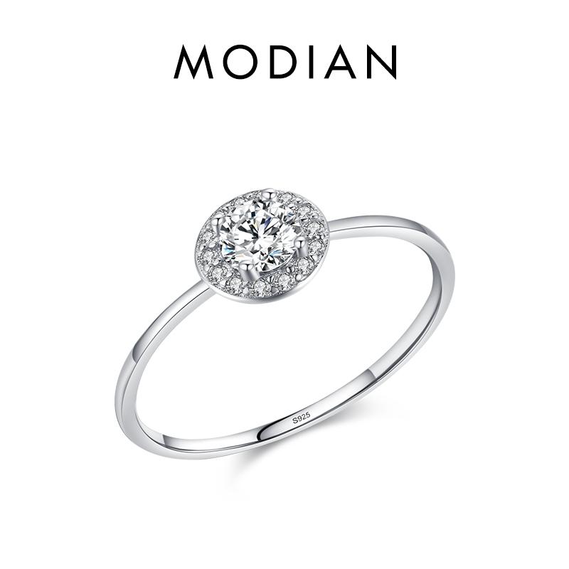 Modian 925 Sterling Silver Simple 5A Zirconia Ring For Women Original Band Silver Rings Fine Jewelry Engagement Gift