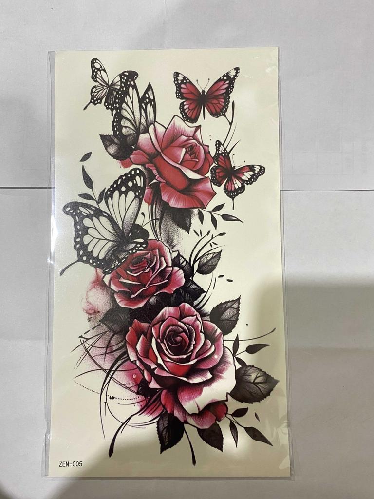 Waterproof Fake Tattoos Butterfly Tattoo Sticker 1 Sheets Cover Scars sticker Red Rose temporary tattoo Accessories