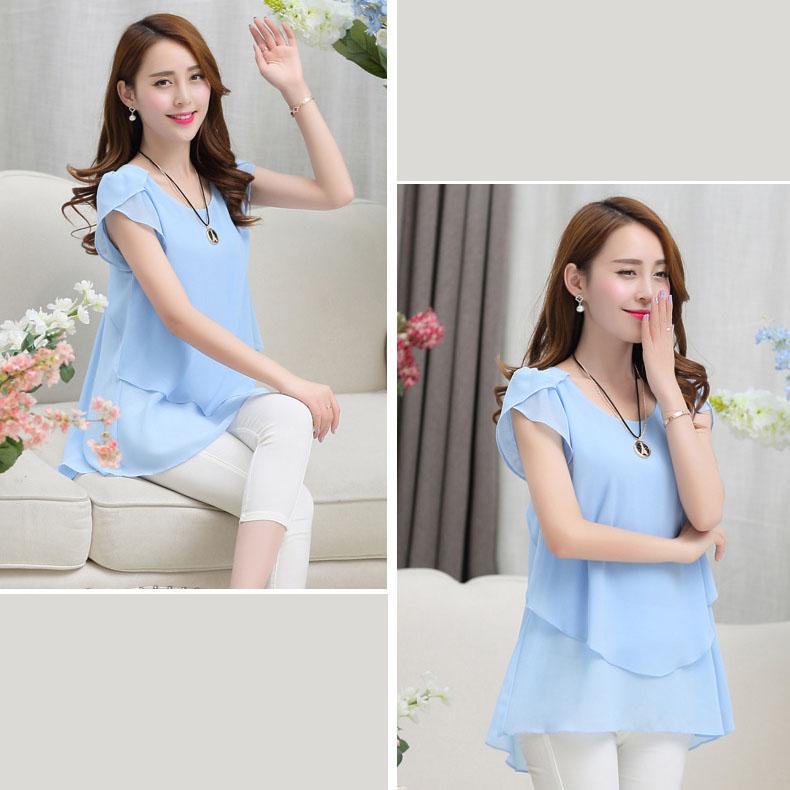 Large Size T-shirt Women's Clothing Loose Chiffon Shirt Short Sleeve Top Solid Casual Top Women Oversized T-shirt Summer Shirts and Blouses