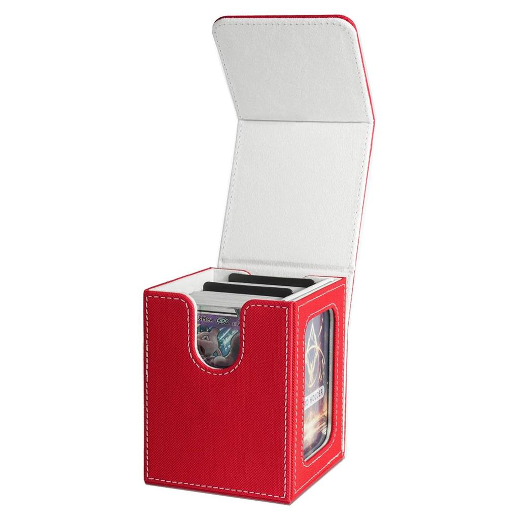 Patent Design PU Leather Game Card Box with Window, 100+ Capacity for Magic: The Gathering
