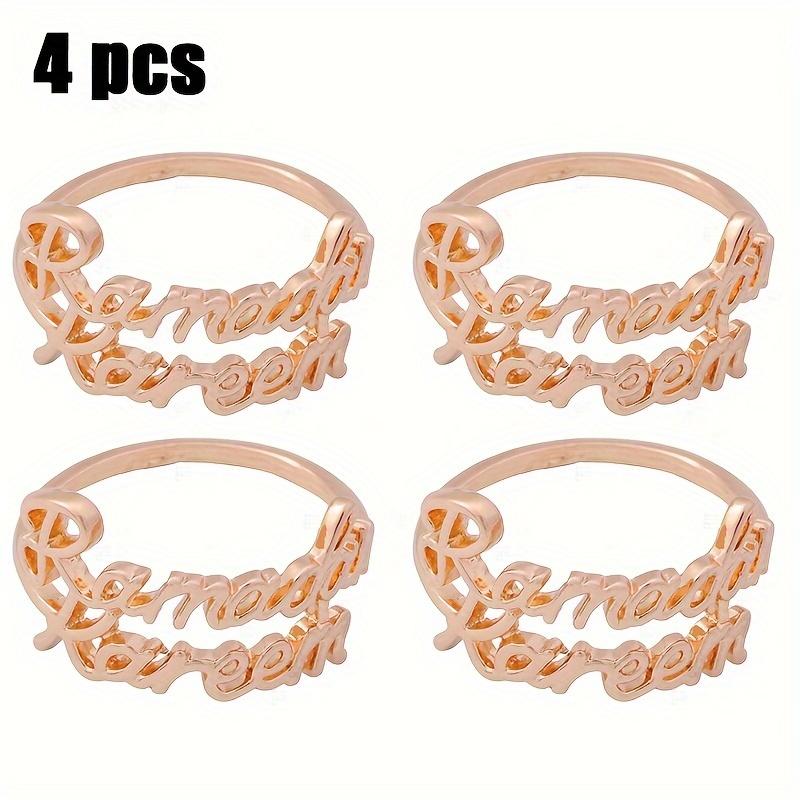 

1 комплект (4шт) Металлические кольца для салфеток с буквами из сплава - Праздничные и благоприятные для украшения праздничного, свадебного, юбилейного обеденного стола 4pcs