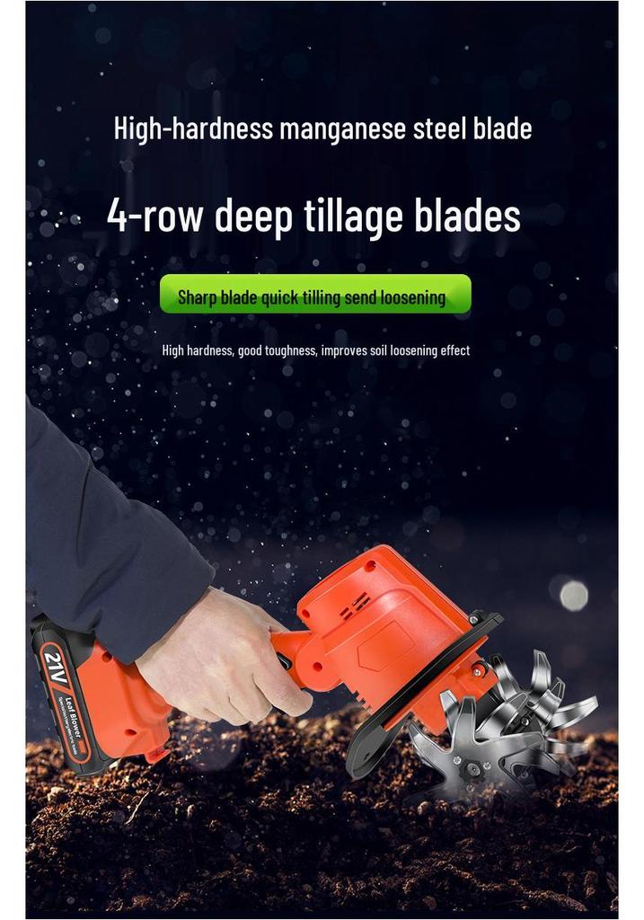 Portable Wireless Electric Tiller: Handheld Lithium Micro Tiller with Extension for Home Gardening