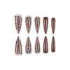Maillard Leopard Print Removable Fake Nails Advanced Sense Nail Art Wearing Nail Wholesale Long Tip 24 Pieces