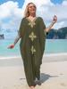 European & American Cotton Gold Thread Embroidered Beach Cover-up Dress