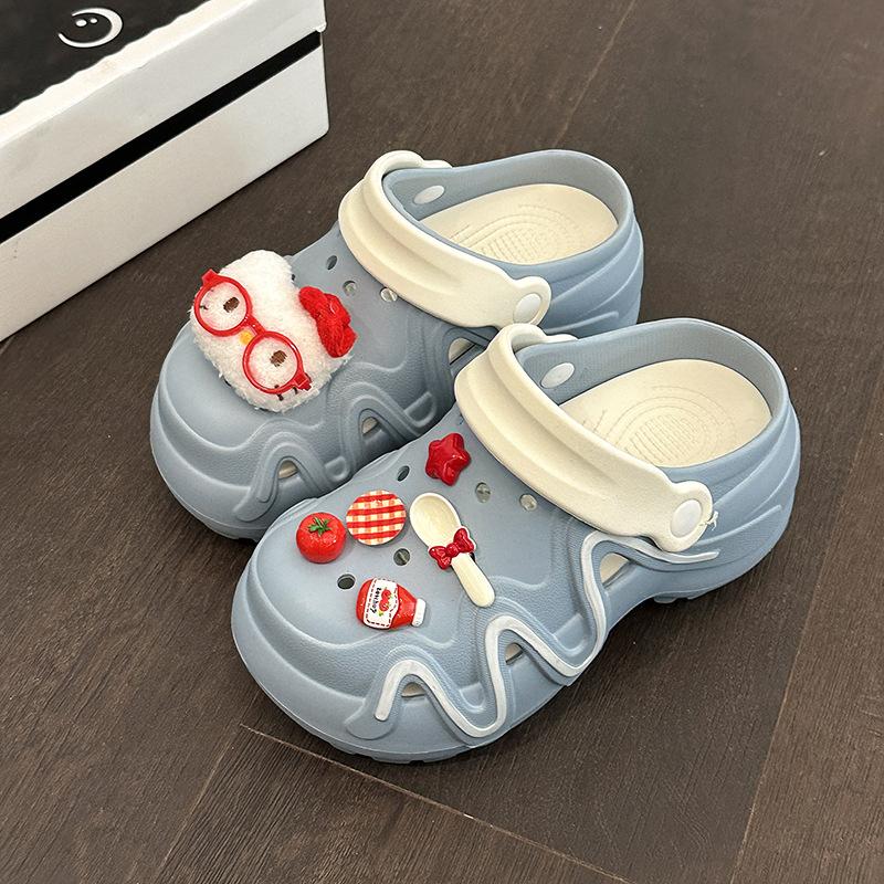 Cute girl heart hole shoes women's new summer casual outer wear thick-soled two wear beach cool slippers