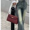Nová jednobarevná podpažní taška z pravé kůže, Dámská taška přes rameno, Módní taška crossbody, Univerzální malá čtvercová taška pro ženy