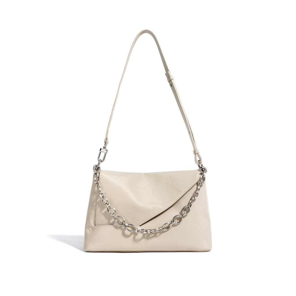 New Versatile Cowhide Square Women's Bag Premium Simple Zipper Shoulder Messenger Bag