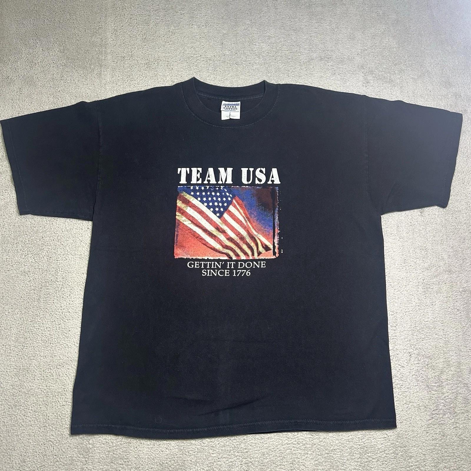 

Patriotic USA Flag Vintage Graphic Tee Men’s XL Black America 1776 4th July M