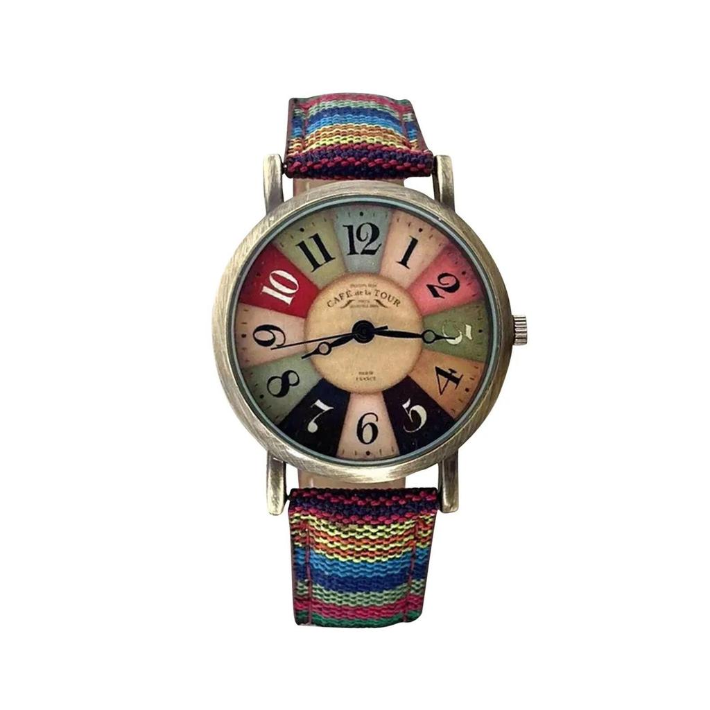 Montres de mode pour femmes avec motif arc-en-ciel multicolore, bracelet à main, bijoux