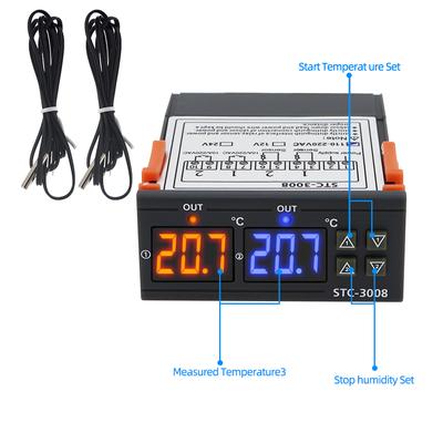 STC-3008 Temperature Controller Two Relay Output Thermoregulator Dual Digital Thermostat With Heater Cooler 12V 24V 110-220V