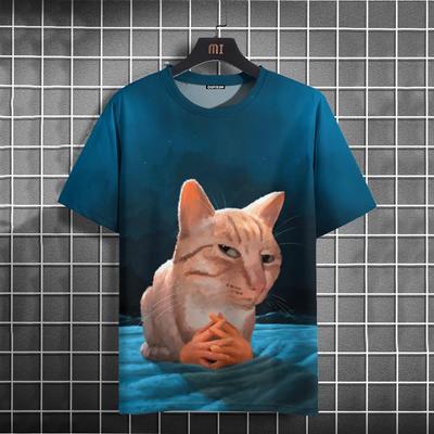 Funny Graphic T-shirts For Men Pullover Man Short Sleeve T-shirt Cat Printed Men Tee Interested Oversized T Shirt Men Summer