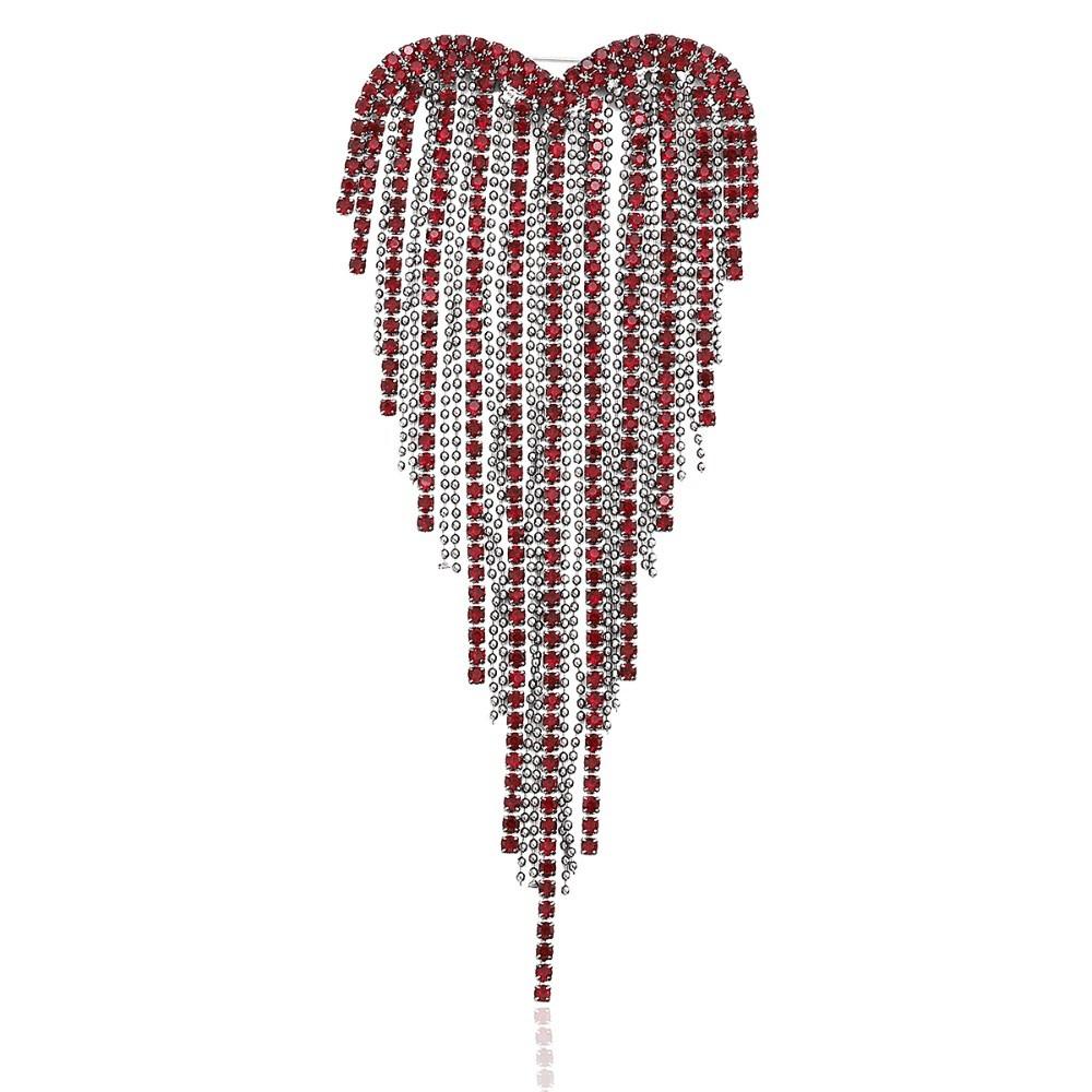 Shiny Tassel Love Brooches Rhinestone Casual Lapel Pins Rhinestone Heart Pin  Unisex