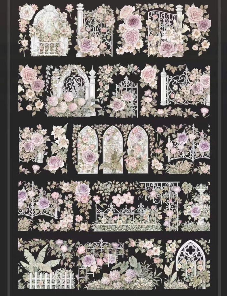 Falling Sunset Tide Washi Tape & Stickers for Journals: Flowing Hemp Ancient Style