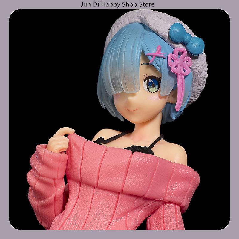 23cm Re:Suéter Figura Rem Zero Em Pé Modelo Anime Fofo Ornamentos de Mesa Pode Ser Colecionado Presente de Aniversário