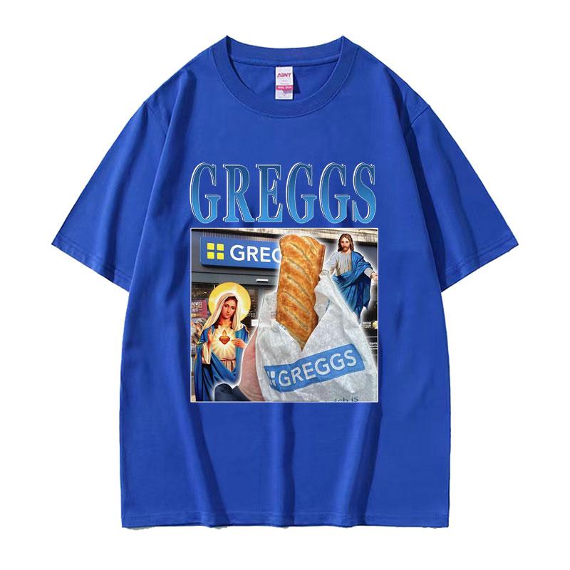 Greggs Homage Bakery Chain Funny Meme Graphic T Shirt Men Women Vintage Clothing Tees Casual Cotton Oversized Tshirt Streetwear
