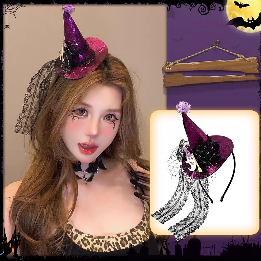 Pumpkin Halloween Witch Hat Headband Spider Cone Hat Hair Hoop Photo Props