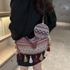 Large Capacity Ethnic Style Canvas Bag 2026 Fringed Wide Shoulder Strap Single Shoulder Crossbody Commuter Crescent Bag