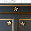 Petal Knobs Brushed Gold Cabinet Knobs, Dresser Drawers Knob Cute Handle Hardware Door Knobs, 4 Pack