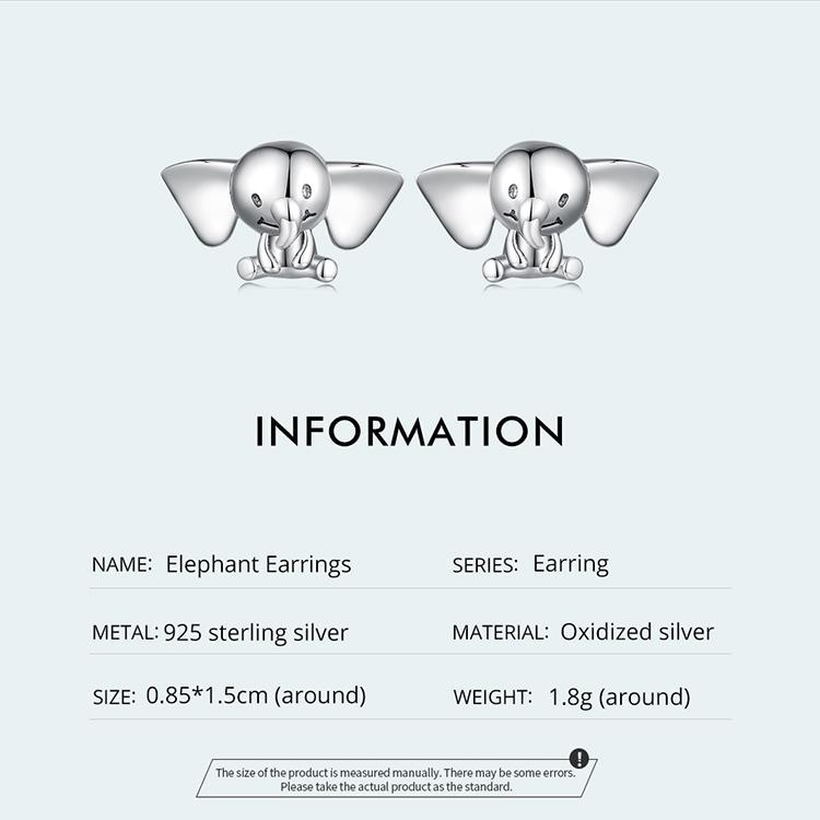 WOSTU 925 Sterling Silver Lovely Interesting Elephant Earrings for Women Jewelry