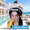 Custom Name K-pop Idol Collage Beach Towel Microfiber Beach Towel, Lightweight and Quick-Dry, for Summer Travel, Swimming Pool Gift