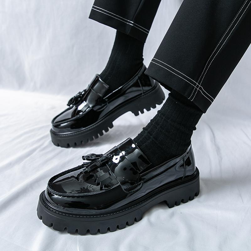 Móda Luxusní Značkový Nové Pánské Bílé Střapce Šaty Zvyšující Výšku Boty Svatba Ples Návrat Domů Párty Mokasíny Zapatos Hombre