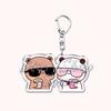 Lovely Bubu Eat Dudu Keychains Love Couple Grey Bear Panda Yier Keyring for Accessories Bag Key Chain Jewelry Fans Lover Gifts