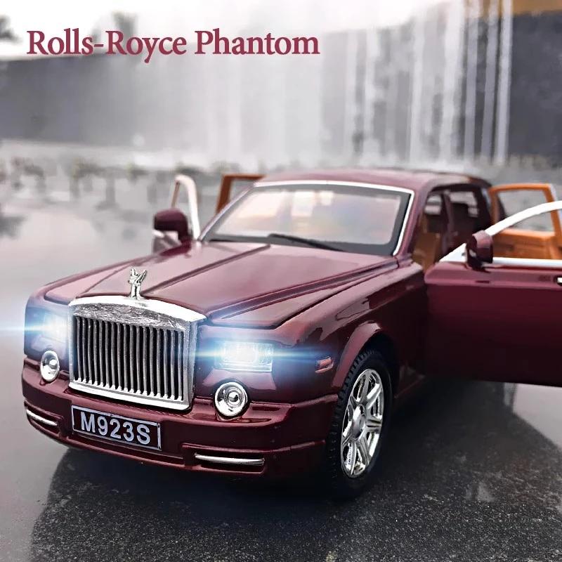 1:24 Rolls Royce Phantom Model Toy Car Alloy Diecast Simulation Sound Light Pull Back Collection Toys Vehicle For Children Gifts