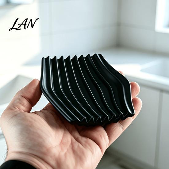 Modern Soap Dish 3D Printed Dish, Minimalist Wave Design Bathroom Holder, Drainage Tray Shower for Bathroom, Kitchen Sink, Vanity Countertop