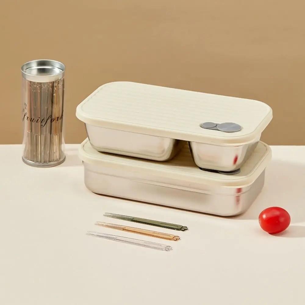 304 Stainless Steel Lunch Box Stackable with Lid Fresh-Keeping Lunch Box Reusable Durable Large Capacity Lunch Box Travel Use