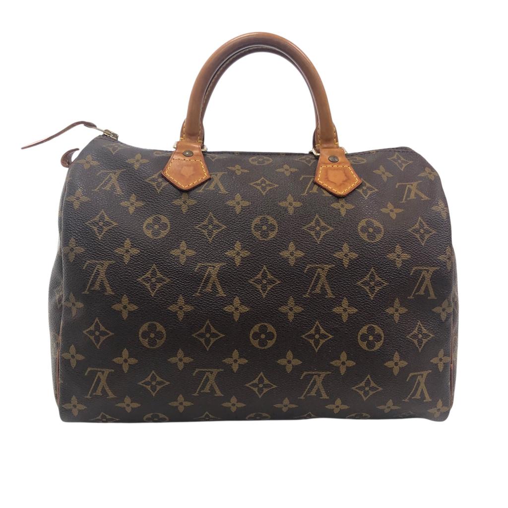 Used Louis Vuitton Monogram Speedy 30 M41526 Boston Bag Canvas Brown Authentic 1166