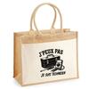 Jute Tote Bag with Pocket I Can't I'm a Technician I Can't Minimalist | Jute and Cotton Canvas 21 L Flat Bottom Handles 65 Cm