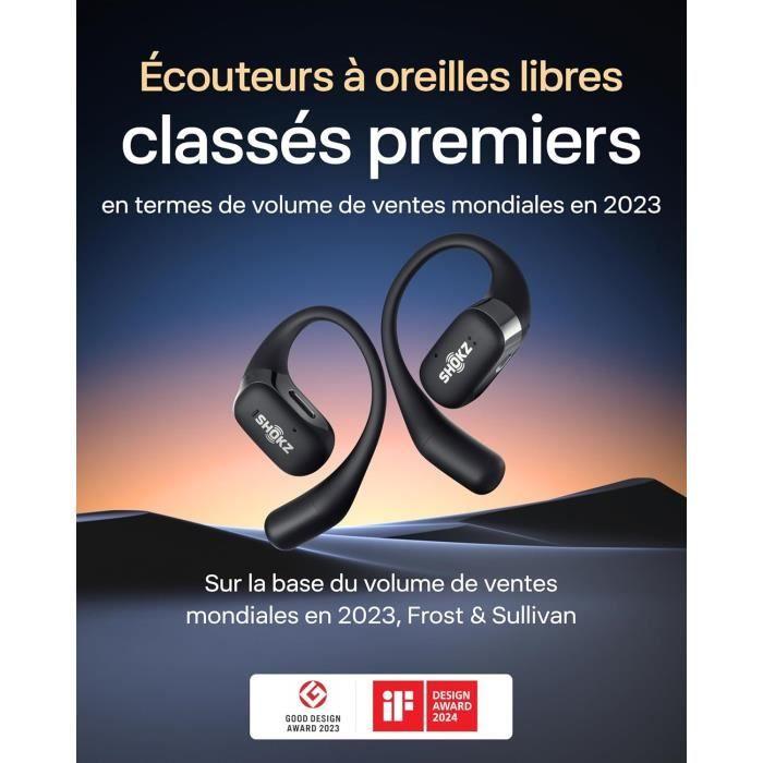 Écouteurs sans fil - SHOKZ - OpenFit - Confort extrême - 28h d'autonomie - Résistant à la transpiration
