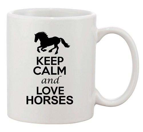 City Shirts Keep Calm And Love Horses Animal Lover Ceramic White Coffee Mug Unisex T-Shirt XXL