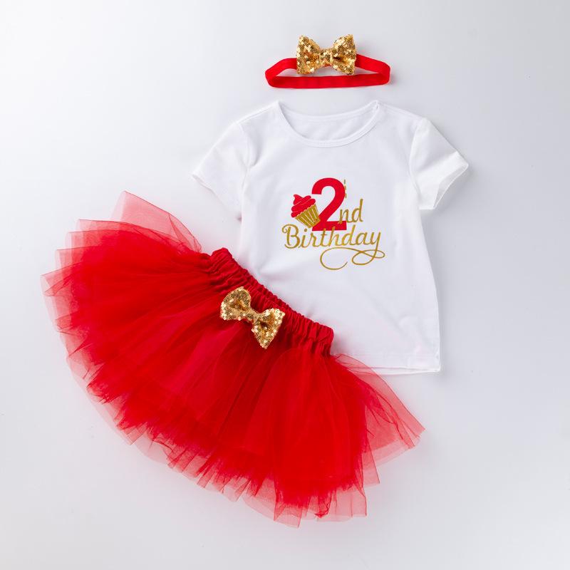 Baby Girl's 1st Birthday 4-Piece Outfit: Lettered Tee, Princess Skirt & Socks