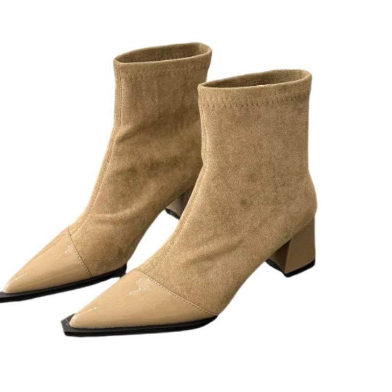 Leopard Women Ankle Boots Sexy Pointed Toe High Heels Shoes Suede Designer 2025 Trend New Winter Chelsea Boots Pumps