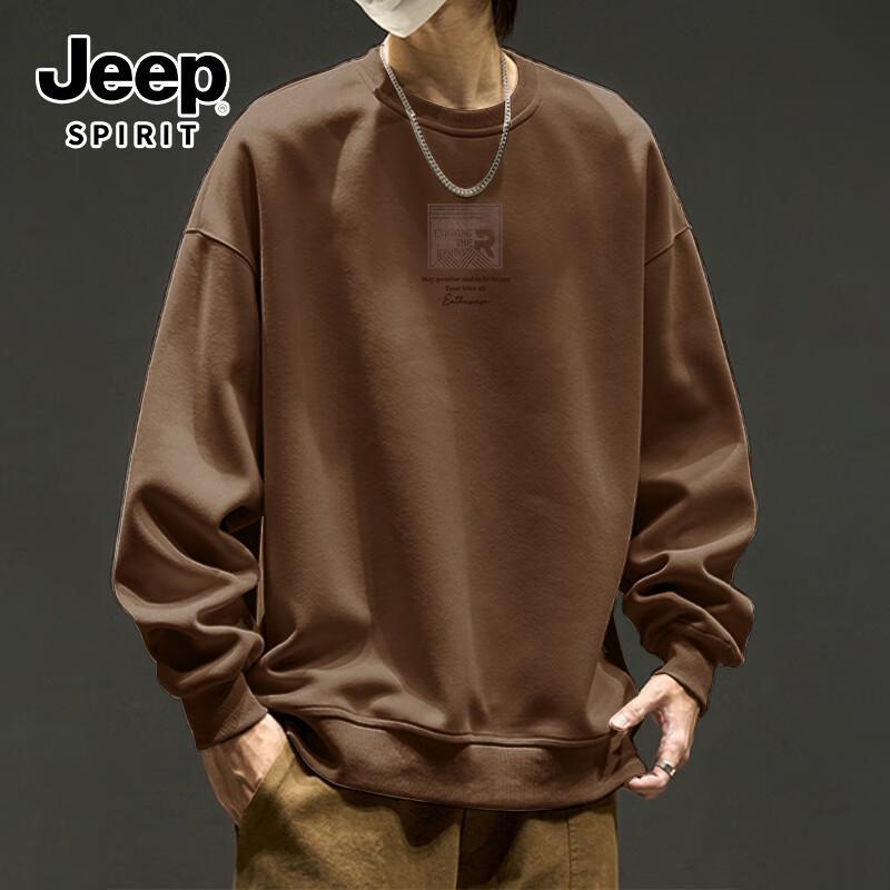 JEEP SPIRIT Men's Retro Letter Print Crewneck Sweatshirt