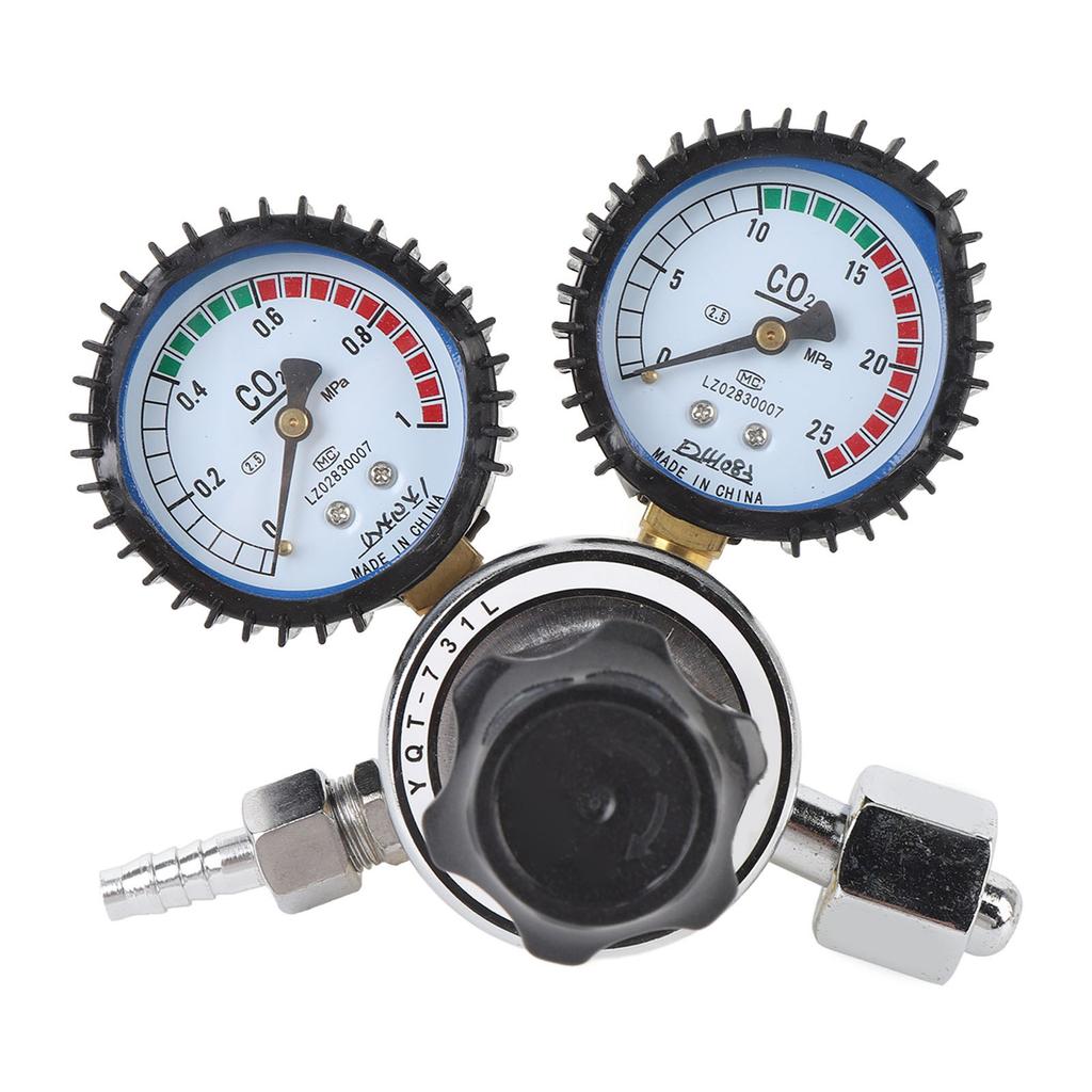 CO2 Regulator 2 Gauges Double Stage Precise Control Metal Construction M16x1.5 G5 8in 14 Out for CO2 Tank Pressure