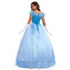 Blue Cinderella Costume Dress With Gloves Optional Hoop Skirt Stage Performance Halloween Cosplay