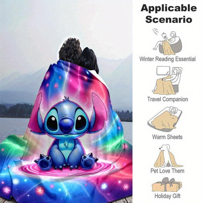 1pc Cute Stitch Printing Blanket - Soft, All-Season Throw for Living Room, Bedroom,Personalized Gift with Adorable Cartoon Design
