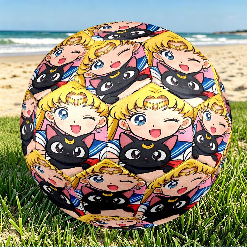 Sailor Moon Print Size 5 Soccer Ball, PU Wear Resistant Football for Match Training and Daily Practice, Birthday Gift for Soccer Fans