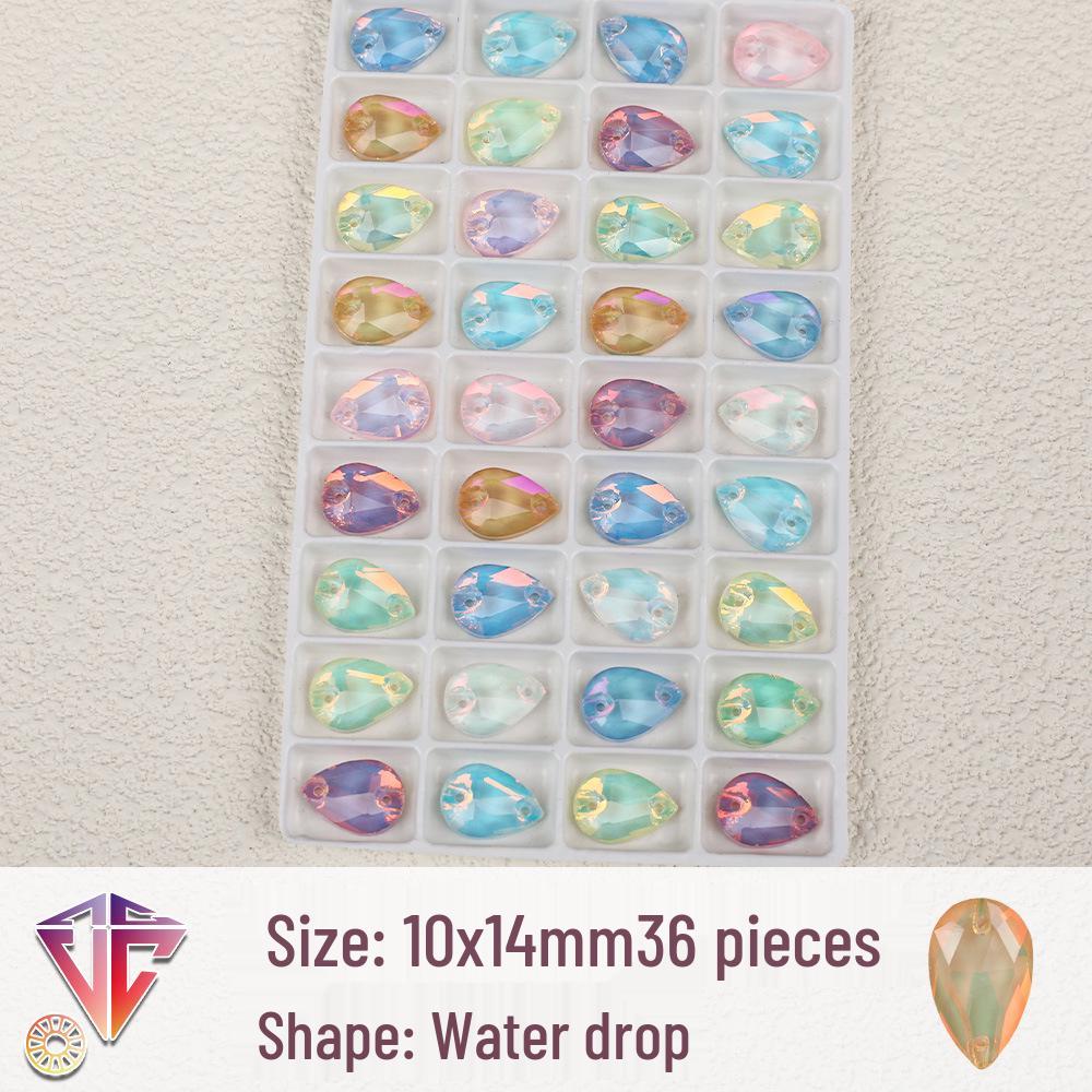 Fluoreszierende Mokka-Tropfen-Strassperlen - Handgefertigte DIY Zwei-Loch Flatback-Accessoires